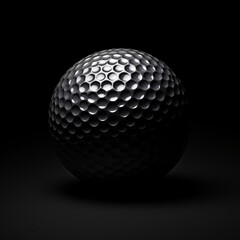 Black golf ball zoomed in 