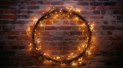 dried wreath with lights