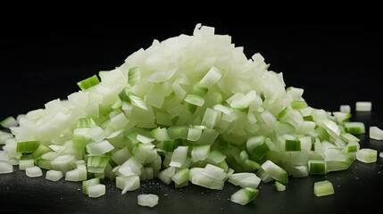 finely cut onion isolated