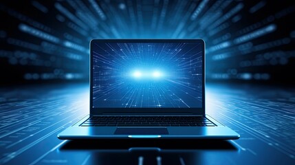 laptop blue computer technology background