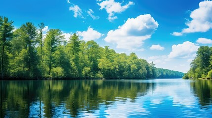 Obraz premium forest blue sky trees