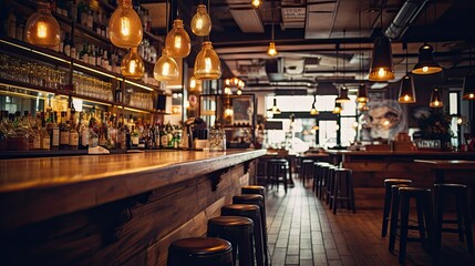 rustic blurred bar interior