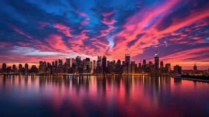 Fototapeta premium purple blue sky city