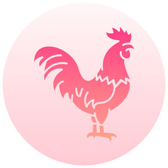 rooster round gradient vector icon