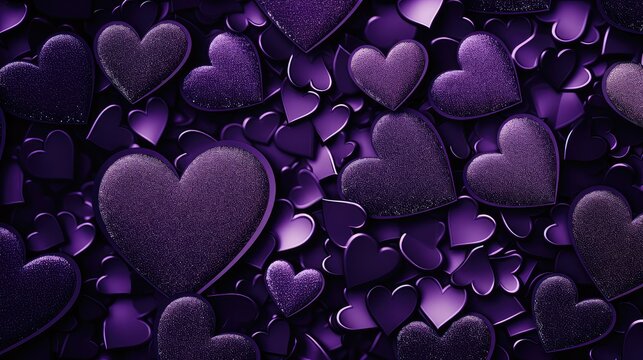 metallic purple hearts background