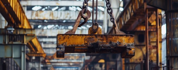 A rusted, vintage industrial pulley set against a blurred construction site, symbolizing industry and technology of past eras