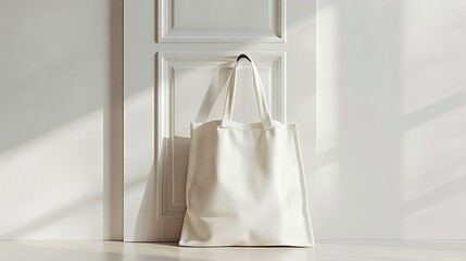 A Blank White Eco Bag Mockup, Perfect for Personalization in a Zero Waste Concept