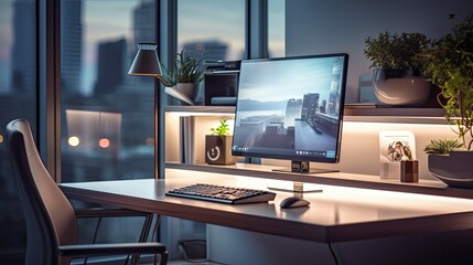 warm led lights office In the second photograph