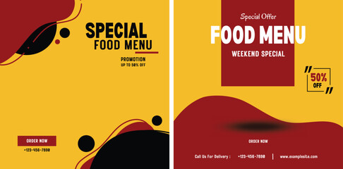 Food social media post template. vector illustration. Set of Editable square banner template design for food post. Suitable for Social Media Post restaurant and culinary. for post, web, ad