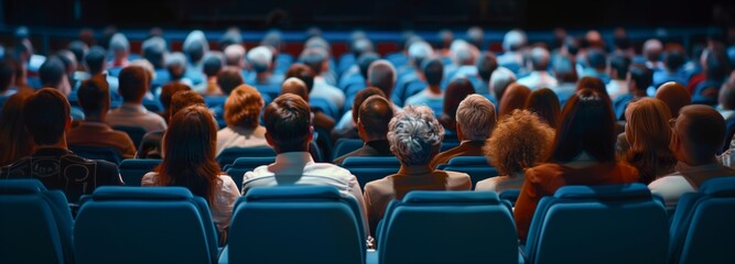 Collective Focus: Diverse Group of Attendees Engaged at a Professional Seminar in a Contemporary Auditorium - Powered by Adobe