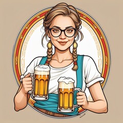 oktoberfest girl with beer  created with generative AI software.
