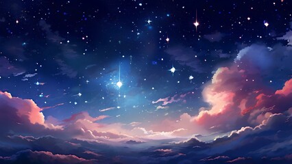Fototapeta premium Starry skies designing a space Scene with twinkling stars and nebulous clouds