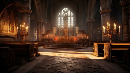 Obraz premium stained blurred medieval castle interior