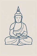 Abstract meditative calm, zen buddha line art on soft background evoking serenity and mindfulness. Great as logo or print design inspiration
