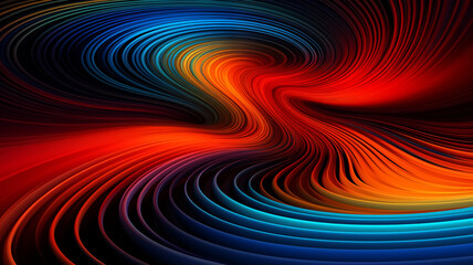 Captivating abstract digital art featuring spiraling waves of red and blue, creating a mesmerizing visual of fluid motion and vibrant color interplay.
