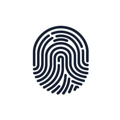 Minimalist fingerprint logo on a white background