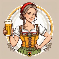 oktoberfest girl with beer  created with generative AI software.