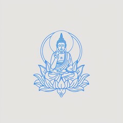 Abstract meditative calm, zen buddha line art on soft background evoking serenity and mindfulness. Great as logo or print design inspiration