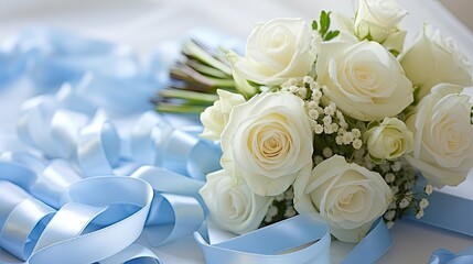 Obraz premium elegance light blue ribbon