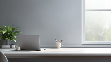 minimalist grey desk