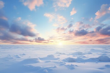 Fototapeta premium Picturesque Snowfield blue sky field. Space forest. Generate Ai