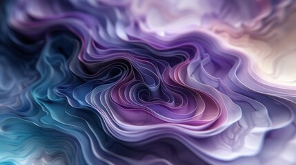 Blue, Purple, and White Swirl Abstract Painting