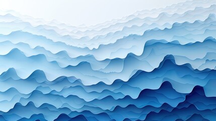 Fototapeta premium Abstract Blue Background With Wavy Shapes