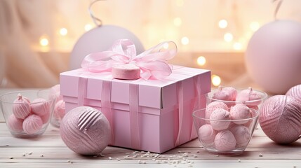 assortment pink gift boxes