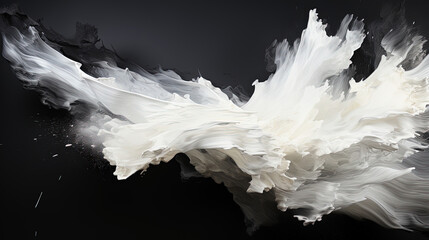 Beautiful White and Black Abstract Art of Paint Brush Stroke on Background