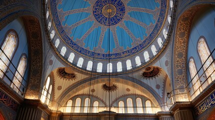 Naklejka premium islamic blue mosque interior