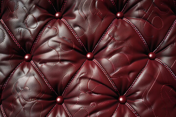 A luxurious background with a quilted leather texture in rich burgundy, complete with intricate stitching details.