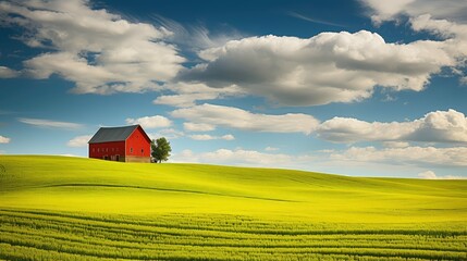 Obraz premium hills green yellow red