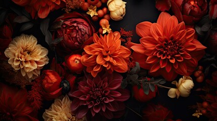 Fototapeta premium red dark floral background