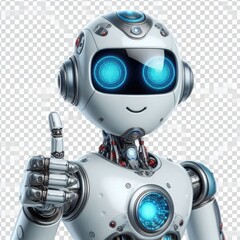 A Robot giving a thumbs up isolated on transparent background  Generative ai