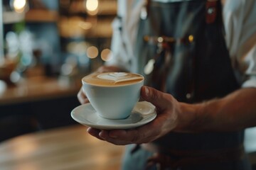 Waiter serving a coffee