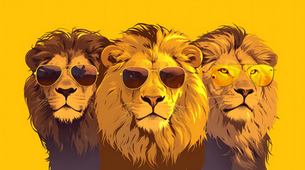 Boardroom Beasts: Lions in Suits and Sunglasses