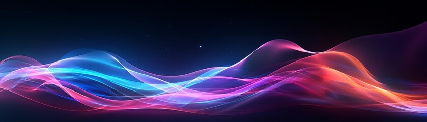 Fototapeta premium A colorful wave with a star in the middle. The wave is purple, blue, and red
