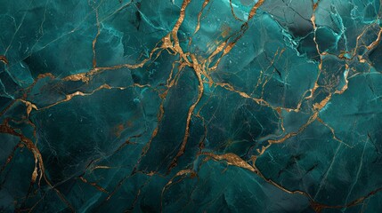 Fototapeta premium Luminous Turquoise Marble Texture with Gold Details