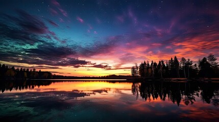 Naklejka premium glow sunset with stars