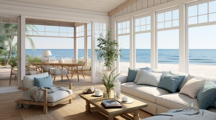 bright beach house interior