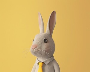 Animated rabbit in a tie promoting insurance deals