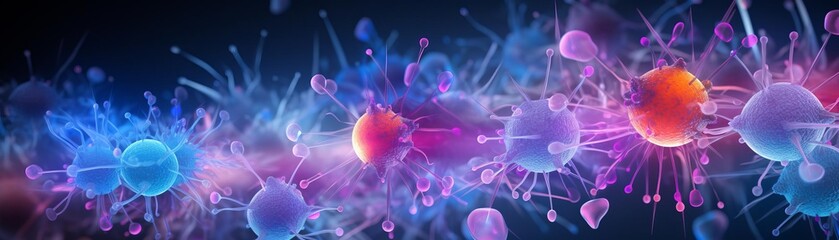 Obraz premium A colorful image of many different colored spheres, some of which are red, blue, and purple