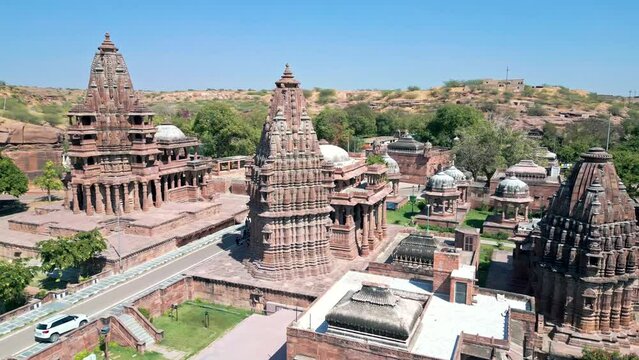 Temple in Mandore Gardens, Rajasthan, India from the air