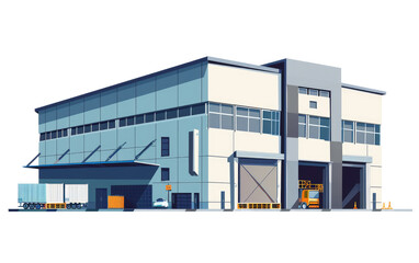 Commercial Storage Facility, Warehouse Office Complex isolated on Transparent background.