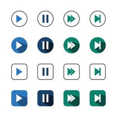 Collection of Icons set, flat colored with shadows. Thin line icons set. Flat vector illustration