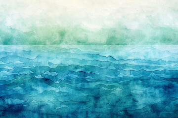 A soothing, organic background with a watercolor wash in cool blues and greens, simulating the calm and refreshing feel of the ocean.