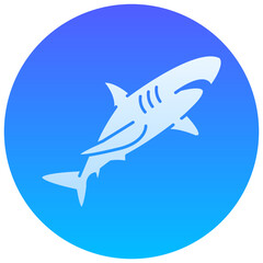 shark gradient round vector icon