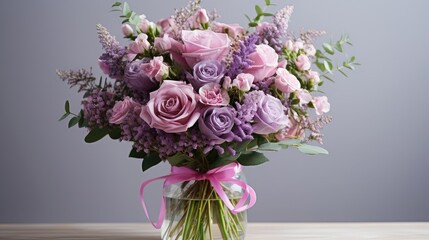 feme purple bouquet in vase