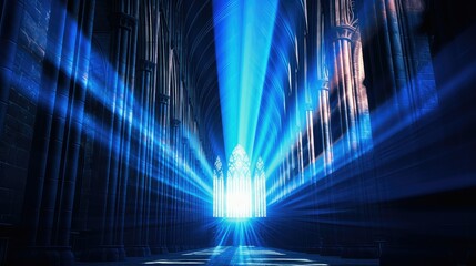 stained blue beam of light