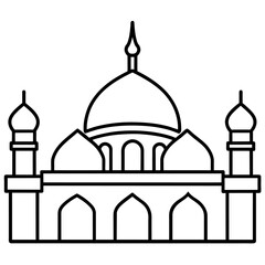 minimal masjid vector art  illustration, black color silhouette, silhouette, white background (1)